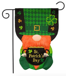 Lucky Gnome Sculpted Burlap Garden Flag -  12.5 x 18 in - double-sided