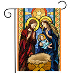 Stained Glass Nativity Flag - 12.5 x 18 in