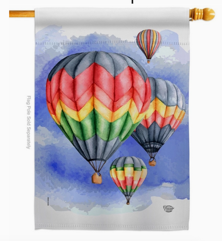 Summer Hot Air Balloon Flag - double-sided - 28 x 40 in