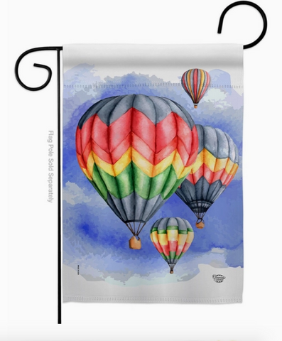 Summer Hot Air Balloon Flag - double-sided - 13 x 18.5 in
