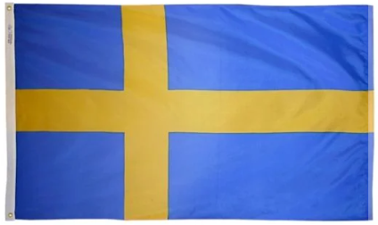 Sweden Flag - Nylon with Grommets - 2 x 3 ft - sewn