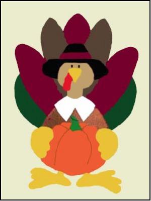 Calico Turkey Flag on Off White - 12 x 18 in