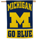 Univ of Michigan "GO BLUE" - Vertical Flag