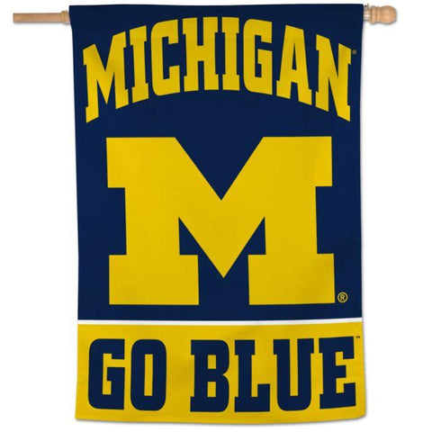 Univ of Michigan "GO BLUE" - Vertical Flag