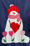 Valentine Snowman Flag on Navy - 3 x 4.5 ft