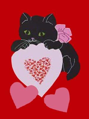 Valentine Cat Flag on Red - 12 x 18 in