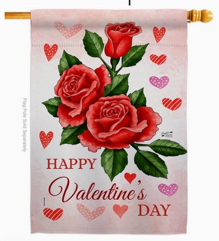 Valentines Rose Flag - double-sided - 28 x 40 in - arrives approx 1/17