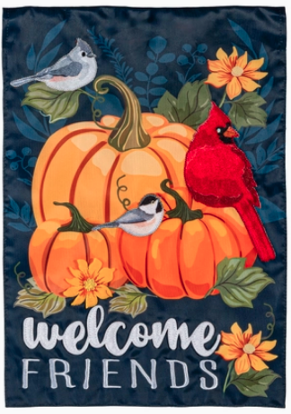 Welcome Fall Friends Flag - appl'd double-sided - 12.5 x 18 in