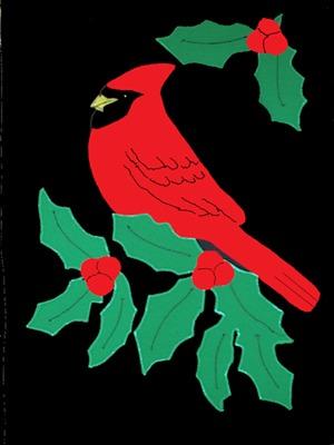 Winter Cardinal Flag on Black - 12 x 18 in