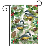 Winter Chickadees-Sm Flag - 12.5 x 18 in