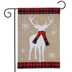 Winter Deer Burlap Appliqued Garden Flag -  12.5 x 18 in - double-sided