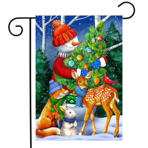 Woodland Snowman Flag - 12.5 x 18 in