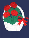 Patriotic Geranium Basket Flag on Navy - 12 x 18 in