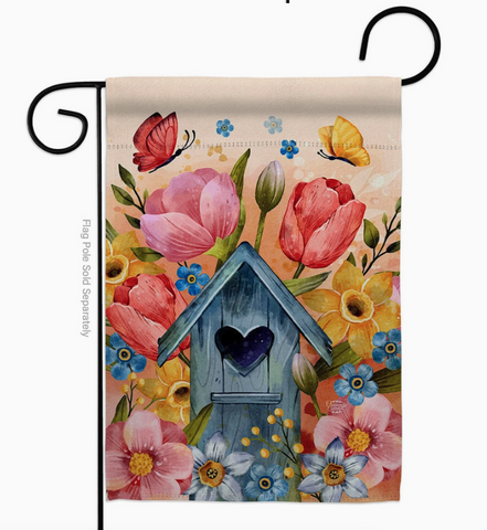 Birdhouse Sweet Home Flag - double-sided - 13 x 18.5 in