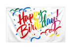 Happy B-day Colors - Polyester 3x5 ft Black