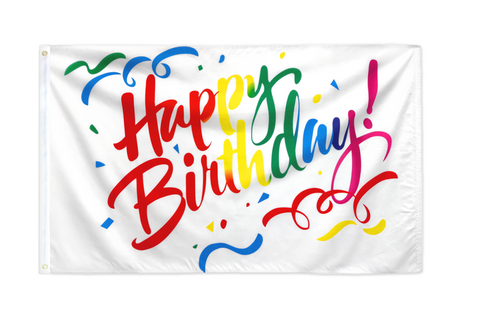 Happy B-day Colors - Polyester 3x5 ft Black