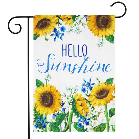 Hello Sunshine Burlap Garden Flag -  12.5 x 18 in (double-sided)