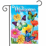 Fluttering Butterflies Welcome - Flag - 12.5 x 18 in