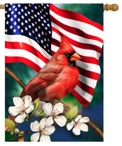 American Floral Cardinal Flag - 28 x 40 in