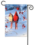 Cardinals in Snow BreezeArt® Flag - 12.5 x 18 in