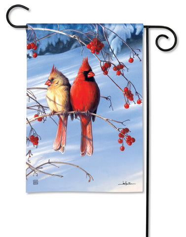 Cardinals in Snow BreezeArt® Flag - 12.5 x 18 in