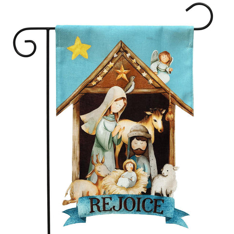 Rejoice Burlap Garden Flag -  double-sided - 12.5 x 18 in