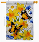 Daffodil Butterflies Garden Flag - double-sided - 28 x 40 in