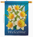 Daffodils Garden Welcome Flag - double-sided - 28 x 40 in