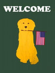 Patriotic Welcome Dog Flag on Hunter- 3 x 4.5 ft