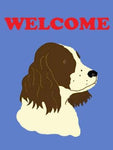 Welcome Brown Springer Flag on Col Blue - 3 x 4.5 ft