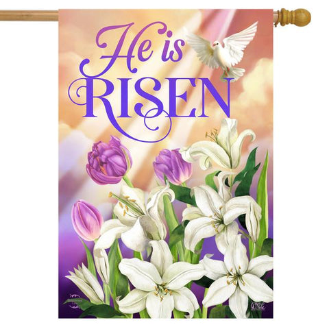 He is Risen Lilies II Flag - 28 x 40 in