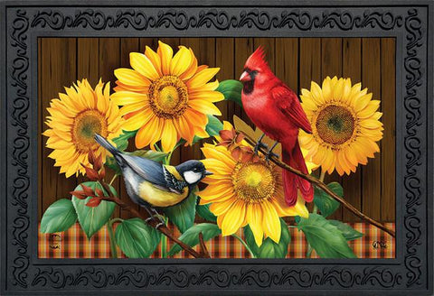 Fall Birds and Sunflowers Mat - 18 x 30 in