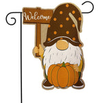 Fall Gnome Burlap Appl'd Garden Flag - 12.5 x 18 in - double-sided