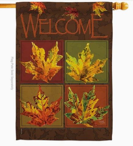 Fall Leaves Wedding Flag - double-sided - 28 x 40 in