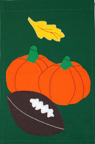 Pumpkin and Football Flag on Hunter - 12 x 18 in