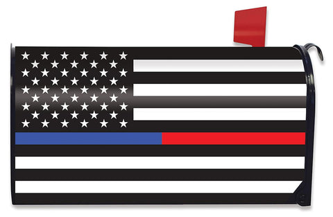 Thin Blue & Red Line U.S. mailbox cover