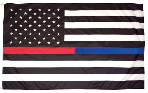 Thin Red & Blue Line U.S. Flag - nylon printed - 3 x 5 ft