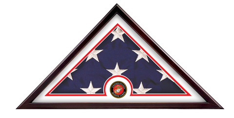 Flag Case - Veteran's Freedom Marine Corps - Cherry finish - for 5 x 9.5 ft flag