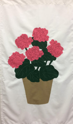 Geranium in a Pot Flag on White - 3 x 4.5 ft