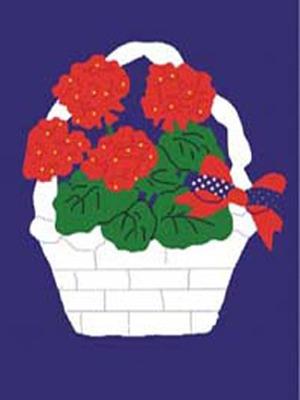 Patriotic Geranium Basket Flag on Navy - 3 x 4.5 ft