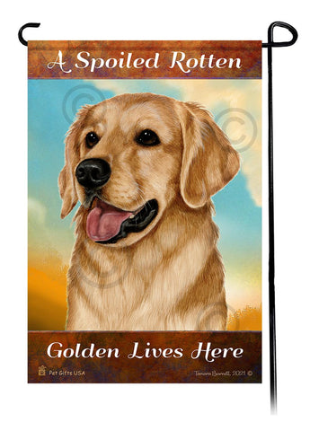 A Spoiled Rotten Golden Retriever Lives Here Flag-12x 17" Double-sided Poly