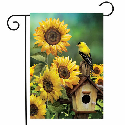 Goldfinch and Sunflowers Flag - 12.5 x 18 in