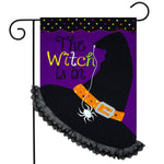 The Witch is in Burlap Garden Flag -  double-sided - 12.5 x 18 inin