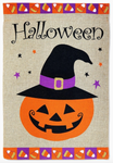 Halloween Pumpkin Burlap Flag - double-sided - 13 x 18.5 in