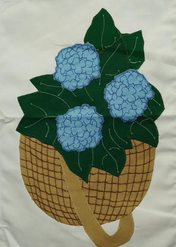 Hydrangeas in Nantucket Basket Flag on  White - 3 x 4.5 ft