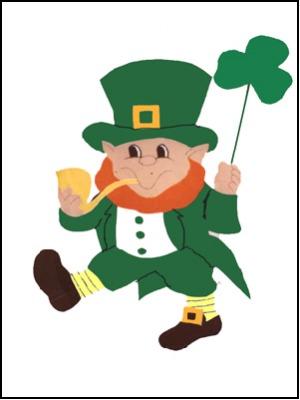 Marching Leprechaun w/Shamrock Flag on White - 12 x 18 in