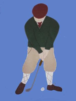 Old Tyme Male Golfer Flag on Lt Blue- 3 x 4.5 ft