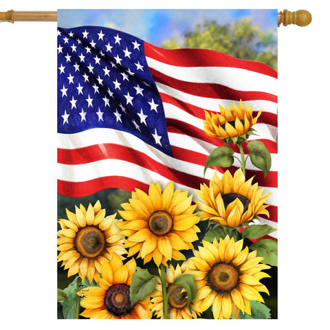 American Sunflowers Flag - 28 x 40 in