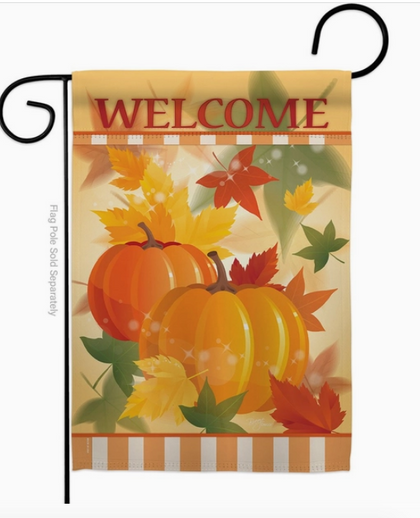 Welcome Fall Pumpkins Flag - double-sided - 13 x 18.5 in