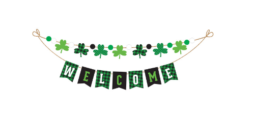 Welcome String Shamrock String Welcome Banner - Burlap – The Flag and Sign Place